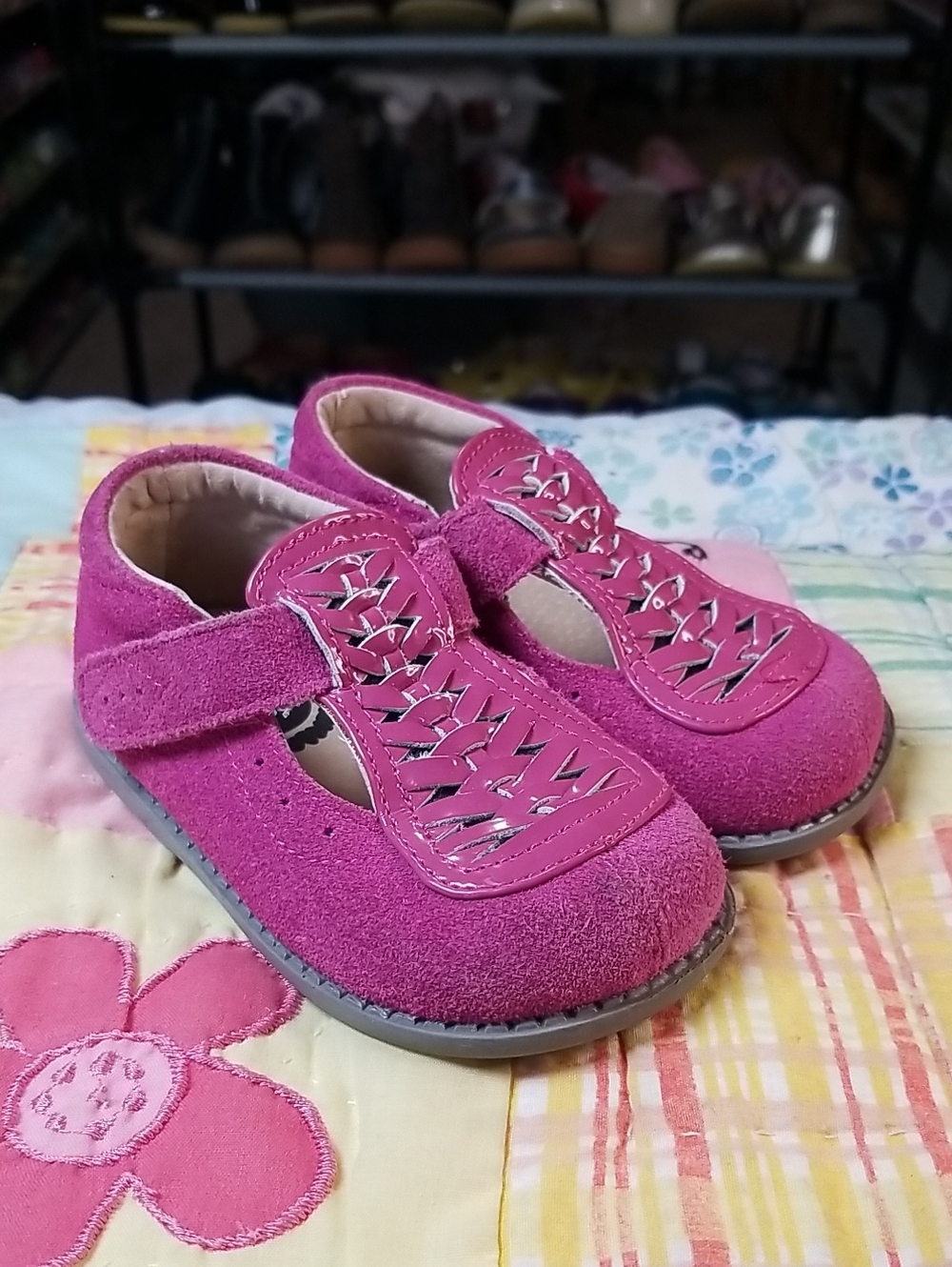 Livie & Luca Fuchsua Pink Suede & Patent Leather Weaving Size 6 Toi Toi